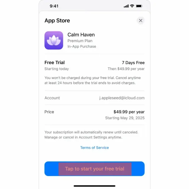 Before: Tap to start your free trial